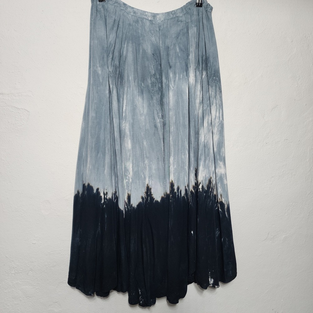 The Silk Road Traders Maxi Skirt Women OS Rayon Blue Black Tie Dye Boho - Picture 2 of 13